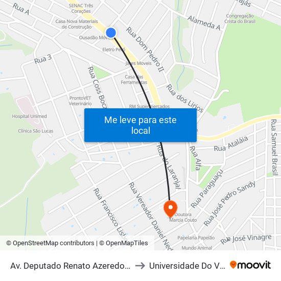 Av. Deputado Renato Azeredo, 486 | Boutique Da Carne to Universidade Do Vale Do Rio Verde map