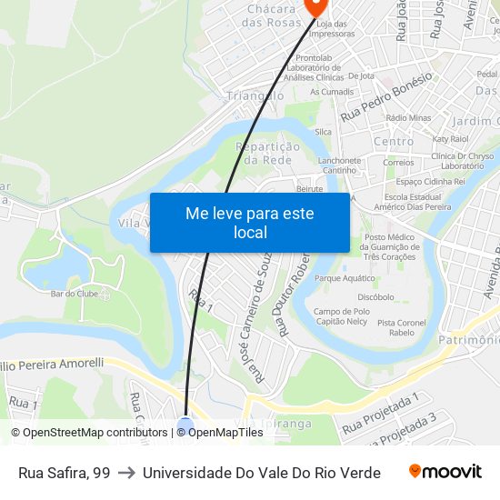 Rua Safira, 99 to Universidade Do Vale Do Rio Verde map