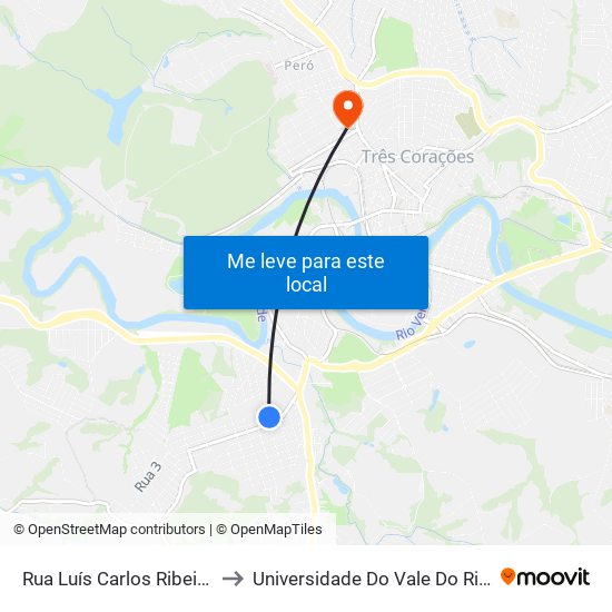 Rua Luís Carlos Ribeiro, 130 to Universidade Do Vale Do Rio Verde map