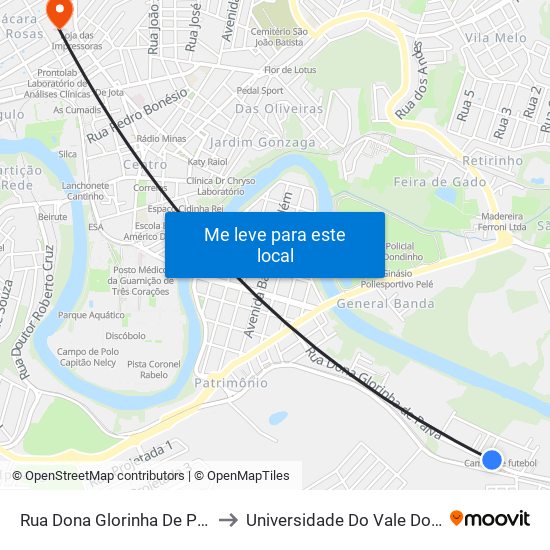Rua Dona Glorinha De Paiva, 1123 to Universidade Do Vale Do Rio Verde map