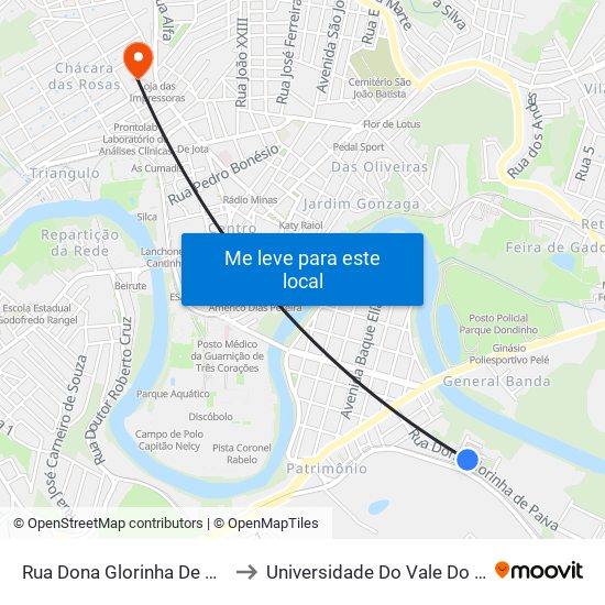 Rua Dona Glorinha De Paiva, 383 to Universidade Do Vale Do Rio Verde map