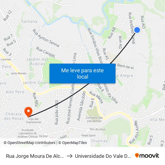 Rua Jorge Moura De Alcântara, 120 to Universidade Do Vale Do Rio Verde map
