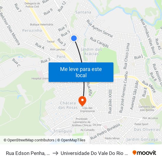 Rua Edson Penha, 355 to Universidade Do Vale Do Rio Verde map