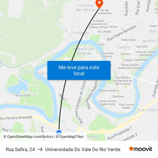 Rua Safira, 24 to Universidade Do Vale Do Rio Verde map