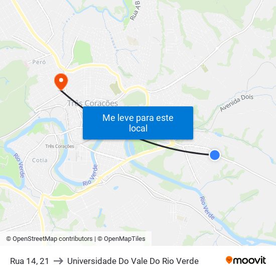 Rua 14, 21 to Universidade Do Vale Do Rio Verde map