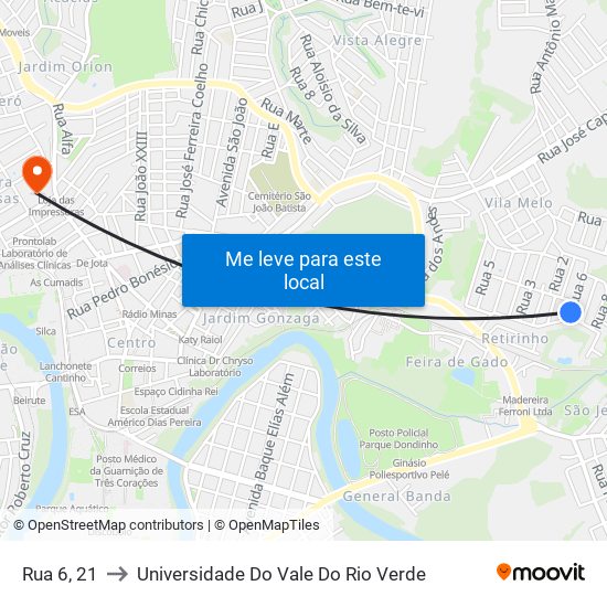 Rua 6, 21 to Universidade Do Vale Do Rio Verde map