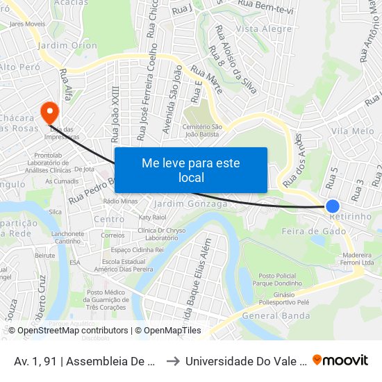 Av. 1, 91 | Assembleia De Deus De Curitiba to Universidade Do Vale Do Rio Verde map