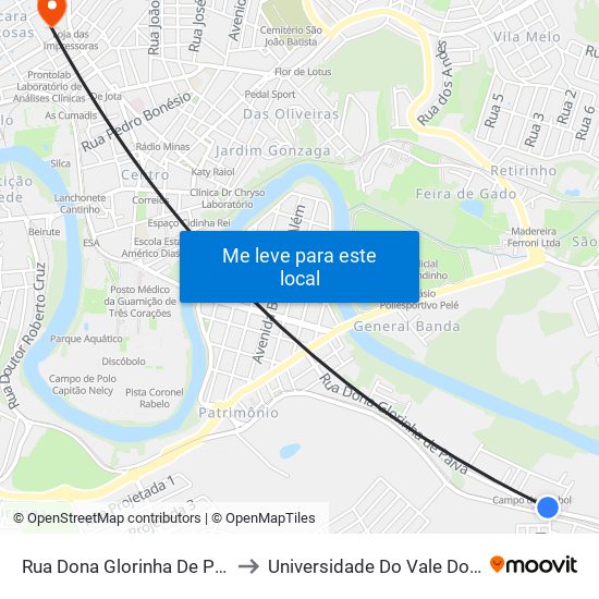 Rua Dona Glorinha De Paiva, 1231 to Universidade Do Vale Do Rio Verde map