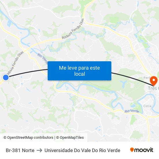 Br-381 Norte to Universidade Do Vale Do Rio Verde map