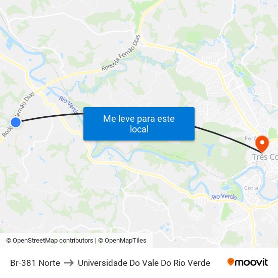 Br-381 Norte to Universidade Do Vale Do Rio Verde map