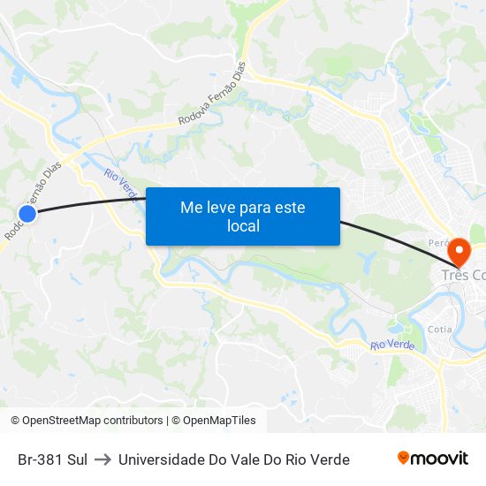 Br-381 Sul to Universidade Do Vale Do Rio Verde map