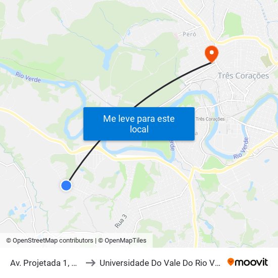 Av. Projetada 1, 423 to Universidade Do Vale Do Rio Verde map
