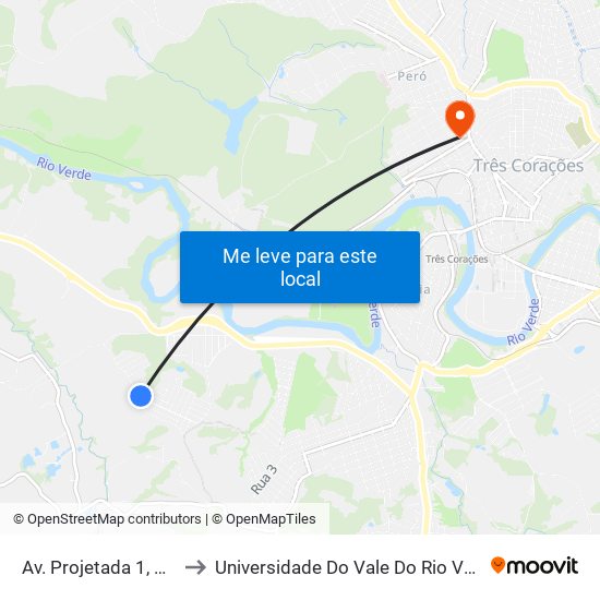 Av. Projetada 1, 490 to Universidade Do Vale Do Rio Verde map