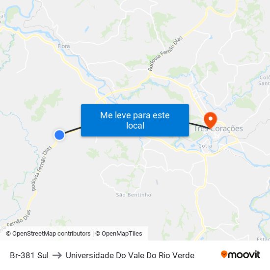 Br-381 Sul to Universidade Do Vale Do Rio Verde map