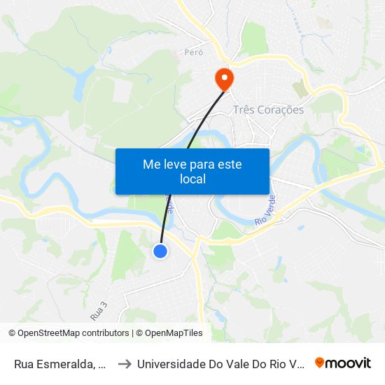 Rua Esmeralda, 165 to Universidade Do Vale Do Rio Verde map