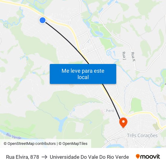 Rua Elvira, 878 to Universidade Do Vale Do Rio Verde map