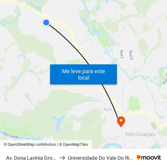 Av. Dona Lavínia Grossi, 91 to Universidade Do Vale Do Rio Verde map
