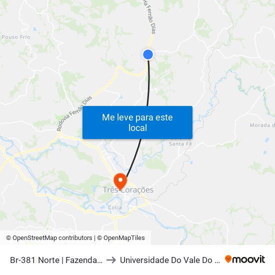 Br-381 Norte | Fazenda Serrinha to Universidade Do Vale Do Rio Verde map