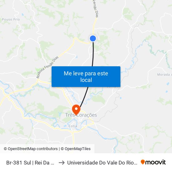 Br-381 Sul | Rei Da Traíra to Universidade Do Vale Do Rio Verde map