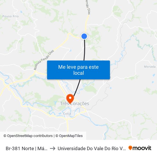 Br-381 Norte | Mátria to Universidade Do Vale Do Rio Verde map