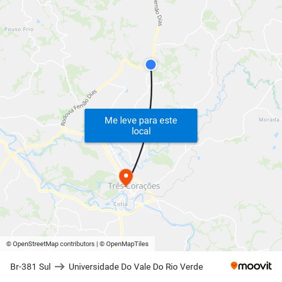 Br-381 Sul to Universidade Do Vale Do Rio Verde map