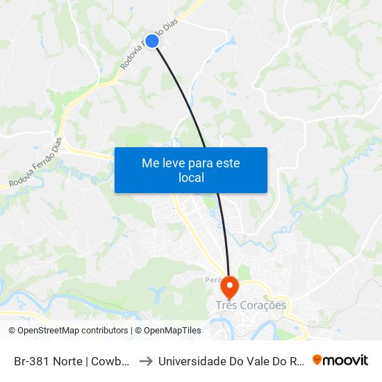 Br-381 Norte | Cowboys Bar to Universidade Do Vale Do Rio Verde map