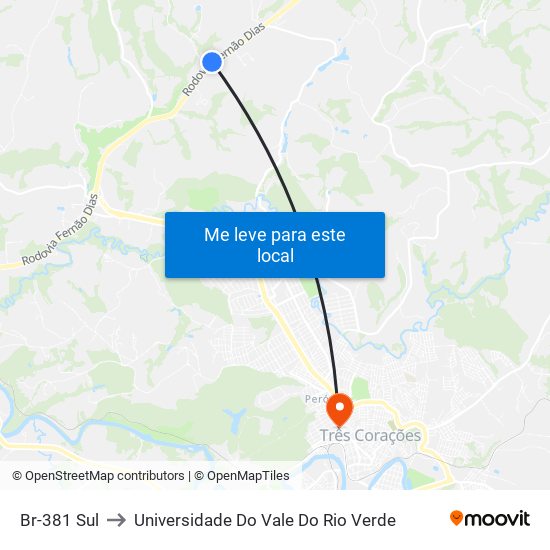 Br-381 Sul to Universidade Do Vale Do Rio Verde map