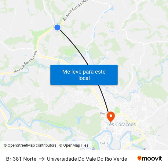 Br-381 Norte to Universidade Do Vale Do Rio Verde map