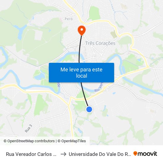 Rua Vereador Carlos Mendes to Universidade Do Vale Do Rio Verde map