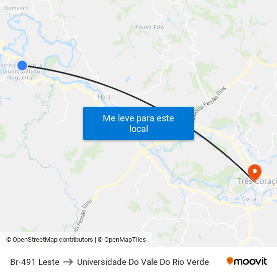 Br-491 Leste to Universidade Do Vale Do Rio Verde map