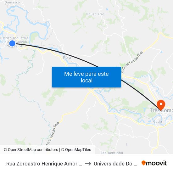 Rua Zoroastro Henrique Amorim, 410 | Café Três Corações to Universidade Do Vale Do Rio Verde map