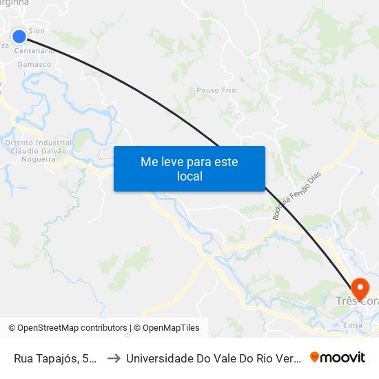 Rua Tapajós, 560 to Universidade Do Vale Do Rio Verde map