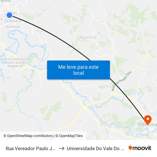 Rua Vereador Paulo Júlio, 235 to Universidade Do Vale Do Rio Verde map