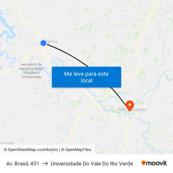 Av. Brasil, 451 to Universidade Do Vale Do Rio Verde map