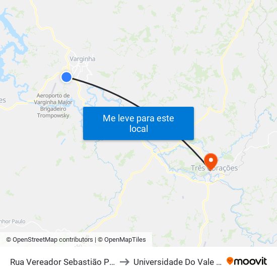 Rua Vereador Sebastião Pereira Menezes to Universidade Do Vale Do Rio Verde map