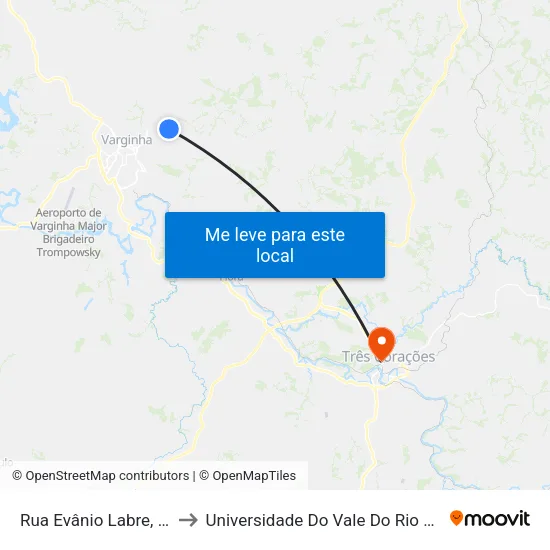 Rua Evânio Labre, 500 to Universidade Do Vale Do Rio Verde map