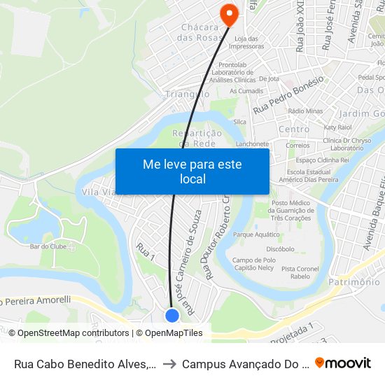 Rua Cabo Benedito Alves, 1450 | Trectur to Campus Avançado Do Ifsuldeminas map