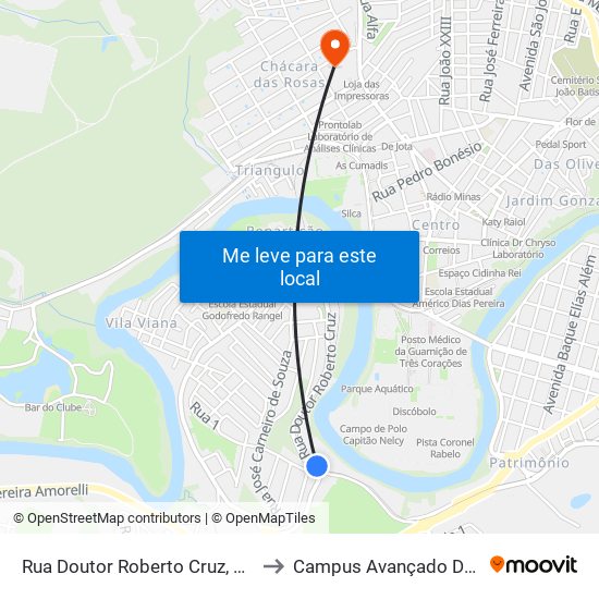 Rua Doutor Roberto Cruz, 945 | Canto Do Rio to Campus Avançado Do Ifsuldeminas map