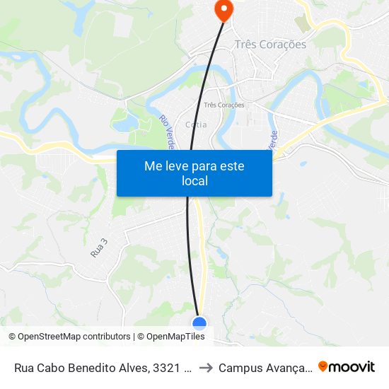 Rua Cabo Benedito Alves, 3321 | Escola Municipal Dona Maria Laura to Campus Avançado Do Ifsuldeminas map