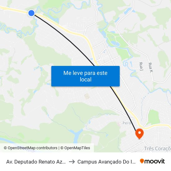 Av. Deputado Renato Azeredo, 4600 to Campus Avançado Do Ifsuldeminas map