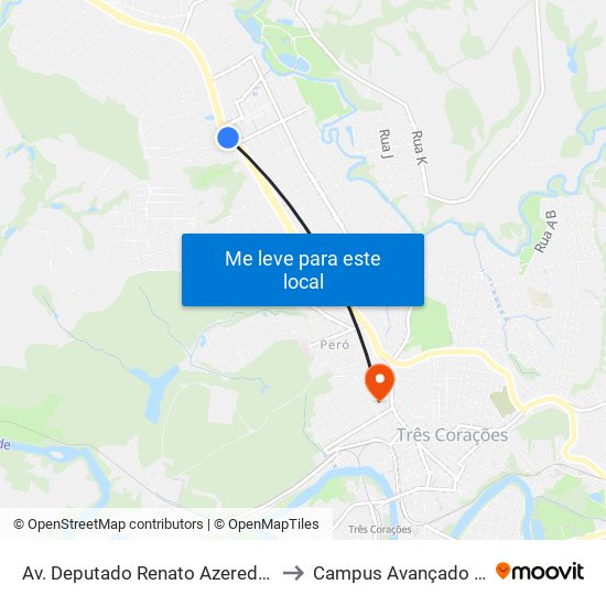 Av. Deputado Renato Azeredo, 2755 | São Cristóvão to Campus Avançado Do Ifsuldeminas map