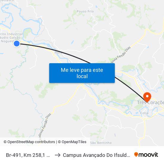Br-491, Km 258,1 Oeste to Campus Avançado Do Ifsuldeminas map