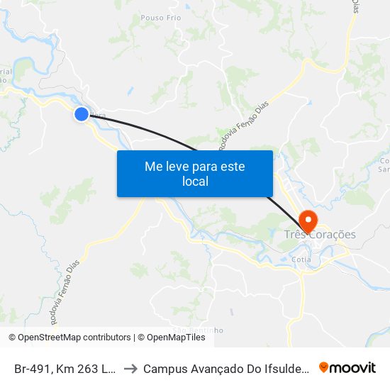 Br-491, Km 263 Leste to Campus Avançado Do Ifsuldeminas map