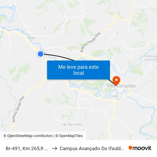 Br-491, Km 265,9 Leste to Campus Avançado Do Ifsuldeminas map