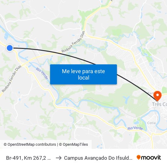 Br-491, Km 267,2 Oeste to Campus Avançado Do Ifsuldeminas map