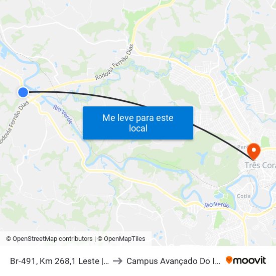 Br-491, Km 268,1 Leste | Entr. Br-381 to Campus Avançado Do Ifsuldeminas map