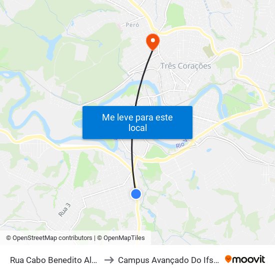 Rua Cabo Benedito Alves, 2206 to Campus Avançado Do Ifsuldeminas map