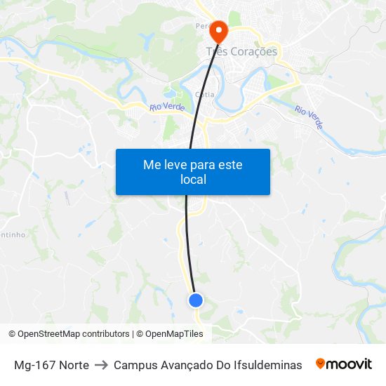 Mg-167 Norte to Campus Avançado Do Ifsuldeminas map