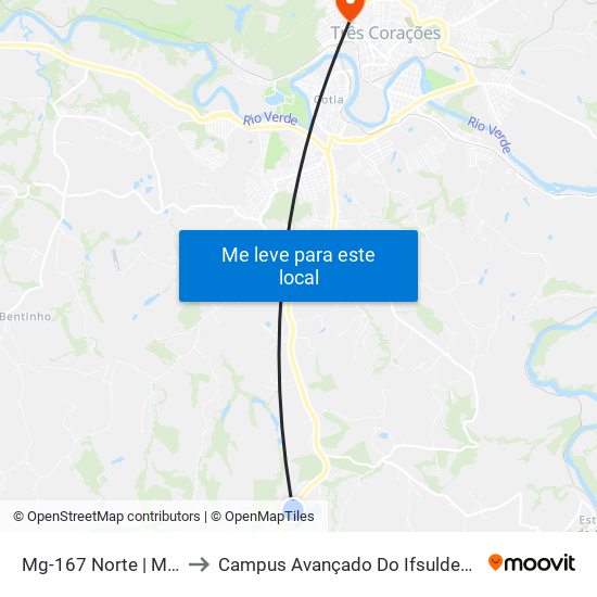 Mg-167 Norte | Motel to Campus Avançado Do Ifsuldeminas map