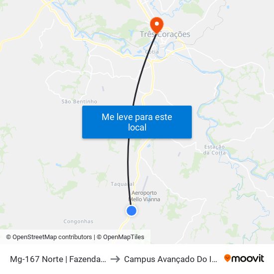 Mg-167 Norte | Fazenda Santa Rosa to Campus Avançado Do Ifsuldeminas map